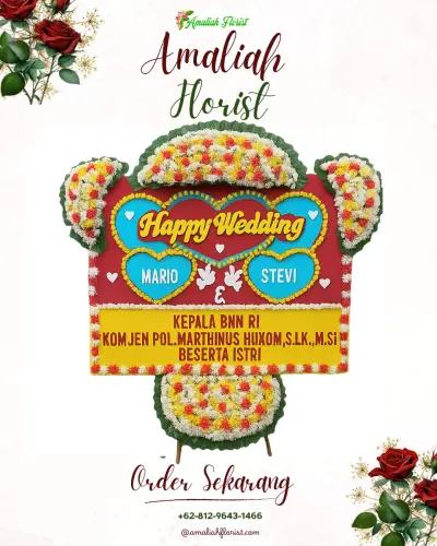 Karangan Papan Bunga Pernikahan di Krendang
